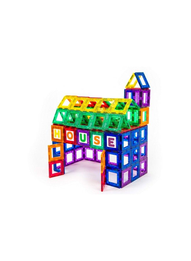 Playmags Magnetic Tile Building Set: Exclusive Educational Clickins 36 Pc. Kit: 18 Super Strong Clear Color Magnet Tiles Windows & 18 Letters & Numbers Stimulate Creativity & Brain Development - Image 3