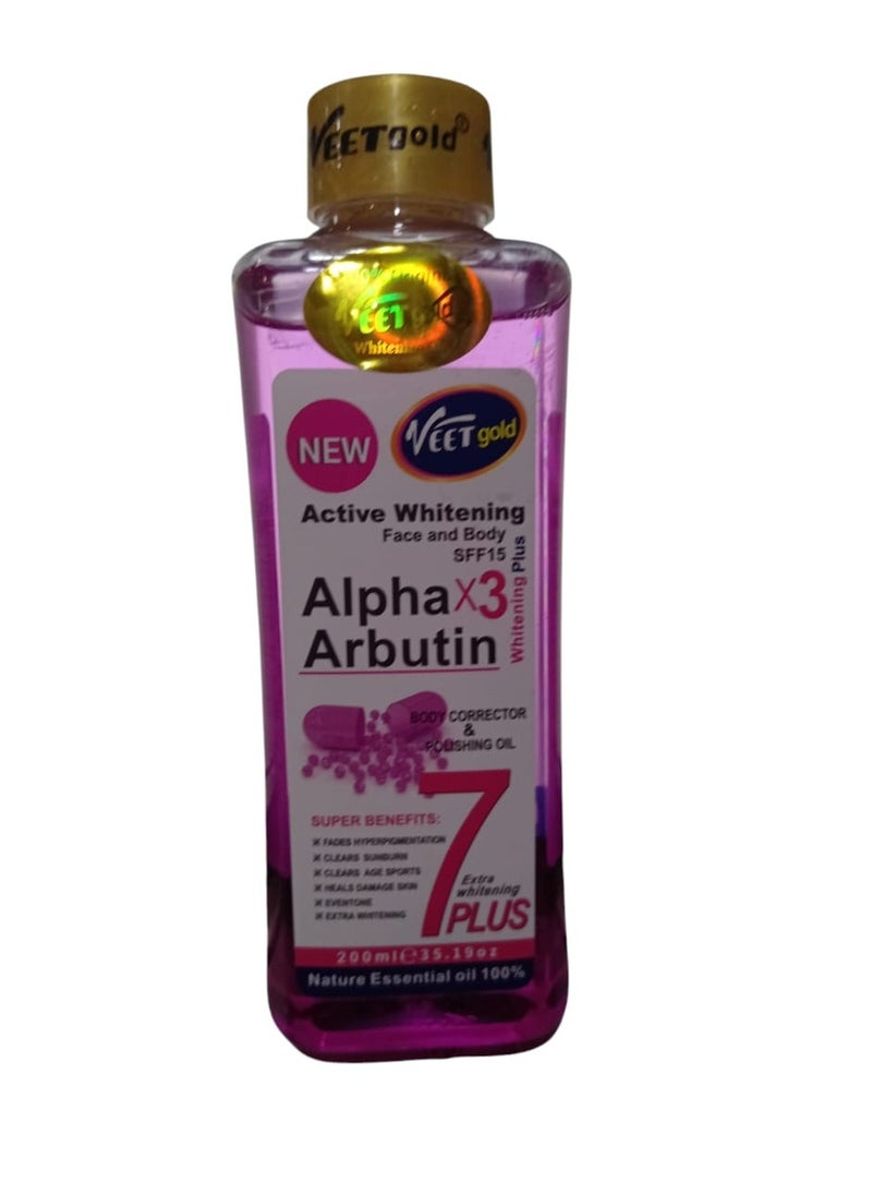 Veet gold Active Whitening Face And Body Alpha X3 Arbutin Oil 200 ml 