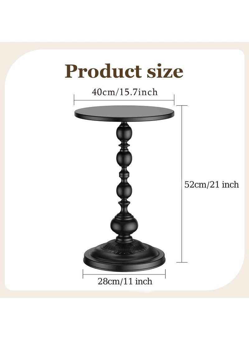 صن سباير طاولة جانبية للأريكة، طاولة قهوة، طاولة معدنية دائرية مزخرفة للاستخدام في غرفة المعيشة/غرفة النوم/المكتب - طاولة قهوة على الطراز الاسكندنافي، طاولة مشروبات صغيرة للأريكة، حل تخزين زاوية (أسود) - Image 3
