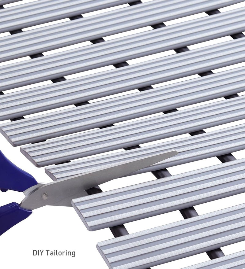 Obsessions حصيرة دش غير قابلة للانزلاق باللون الرمادي الفاتح من PVC للحمامات، 04x61 سم السلامة والأناقة - Image 5