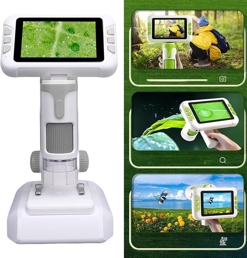 Fockety Kids Microscope 1600X Adjustable LED Screen Handheld Desktop Toy Gift Grey - Image 5