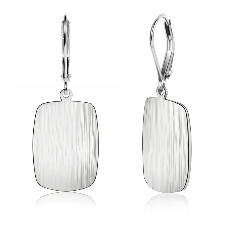 Lancharmed Sterling Silver Dangle Earrings for Women Rectangle Brushed Square Minimalist Drop Earrings Hypoallergenic Leverback Earring S925 Silver Jewelry for Gifts - Image 1
