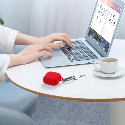 CERLINK AirPods 4 Case Cover Soft Silicone Material 2024, Full Protective Case Cover for Apple Airpods 4 with Anti-Lost Keychain (Red) - Image 4