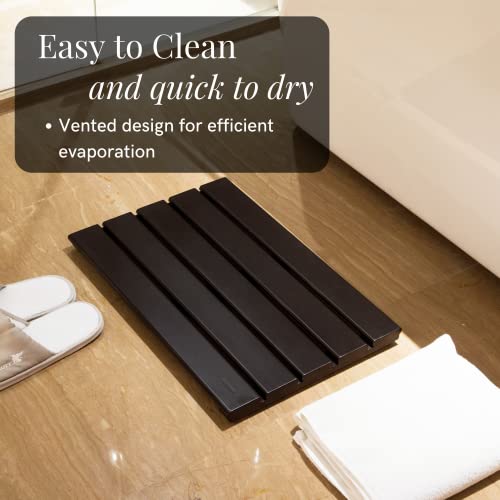 GOBAM Bamboo Bath Mat, Small, 19.7 x 13 x 1.3 inch - Non-Slip Floor Mat for Spa, Sauna, Kitchen, Indoor & Outdoor Spaces, Shower Mat for Bathroom Decor - (Black, 19.7" long) - Image 5