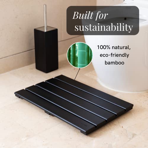 GOBAM Bamboo Bath Mat, Small, 19.7 x 13 x 1.3 inch - Non-Slip Floor Mat for Spa, Sauna, Kitchen, Indoor & Outdoor Spaces, Shower Mat for Bathroom Decor - (Black, 19.7" long) - Image 2