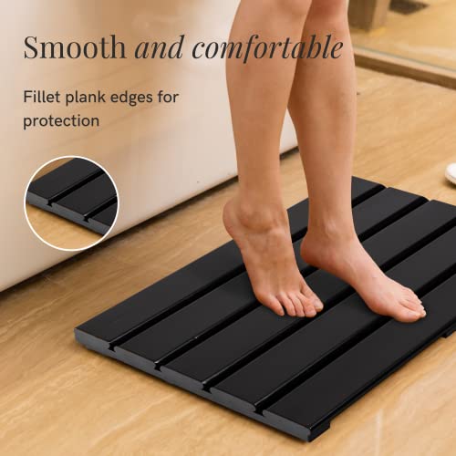 GOBAM Bamboo Bath Mat, Small, 19.7 x 13 x 1.3 inch - Non-Slip Floor Mat for Spa, Sauna, Kitchen, Indoor & Outdoor Spaces, Shower Mat for Bathroom Decor - (Black, 19.7" long) - Image 4