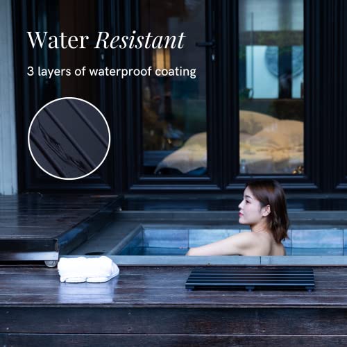 GOBAM Bamboo Bath Mat, Small, 19.7 x 13 x 1.3 inch - Non-Slip Floor Mat for Spa, Sauna, Kitchen, Indoor & Outdoor Spaces, Shower Mat for Bathroom Decor - (Black, 19.7" long) - Image 3