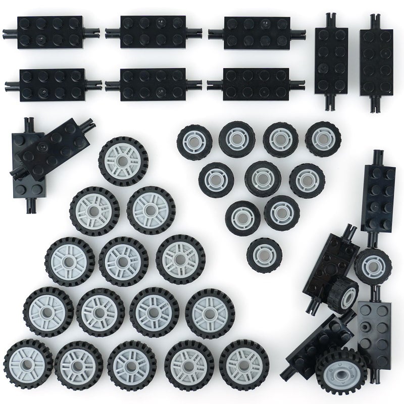 Pasacho City Car Wheels Tires Axles Kits Set, Vehicle Truck Parts Classic Pieces Accessories, Bulk Bricks Sets Construction Toys - Image 1
