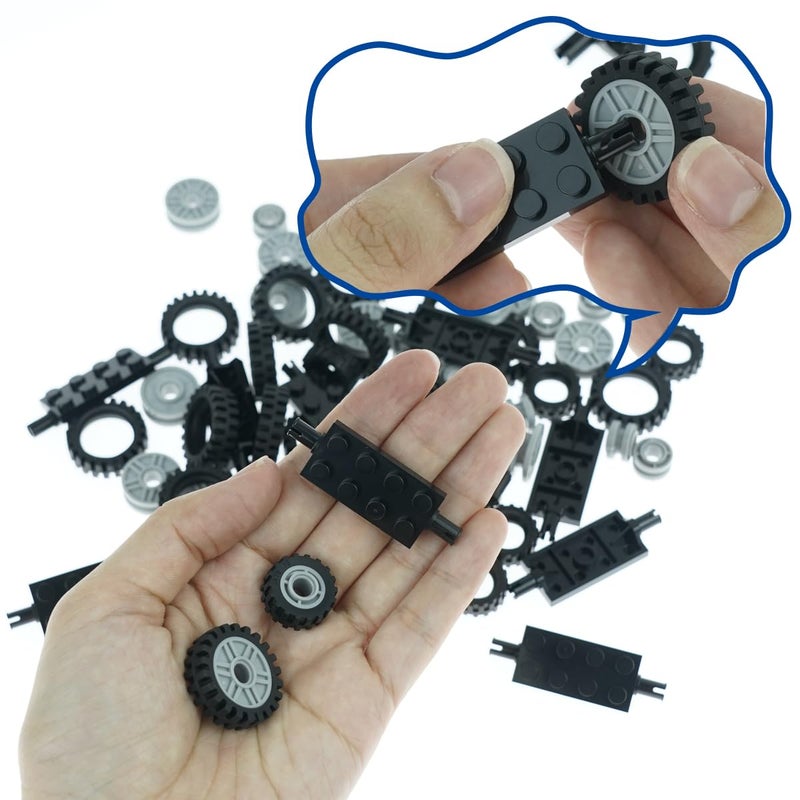 Pasacho City Car Wheels Tires Axles Kits Set, Vehicle Truck Parts Classic Pieces Accessories, Bulk Bricks Sets Construction Toys - Image 4