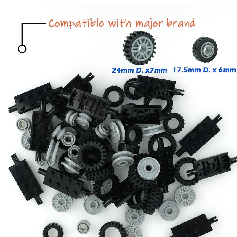 Pasacho City Car Wheels Tires Axles Kits Set, Vehicle Truck Parts Classic Pieces Accessories, Bulk Bricks Sets Construction Toys - Image 2