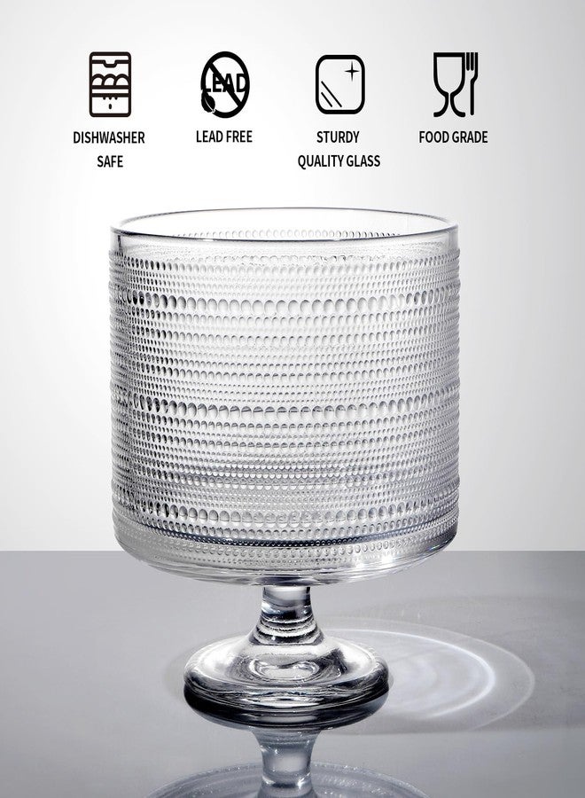 MDLUU Glass Trifle Bowl with Pedestal, 3.43qt Footed Dessert Stand, Vintage Centerpiece Bowl for Layered Cakes, Fruits, Salad (Raindrop Pattern) - Image 4