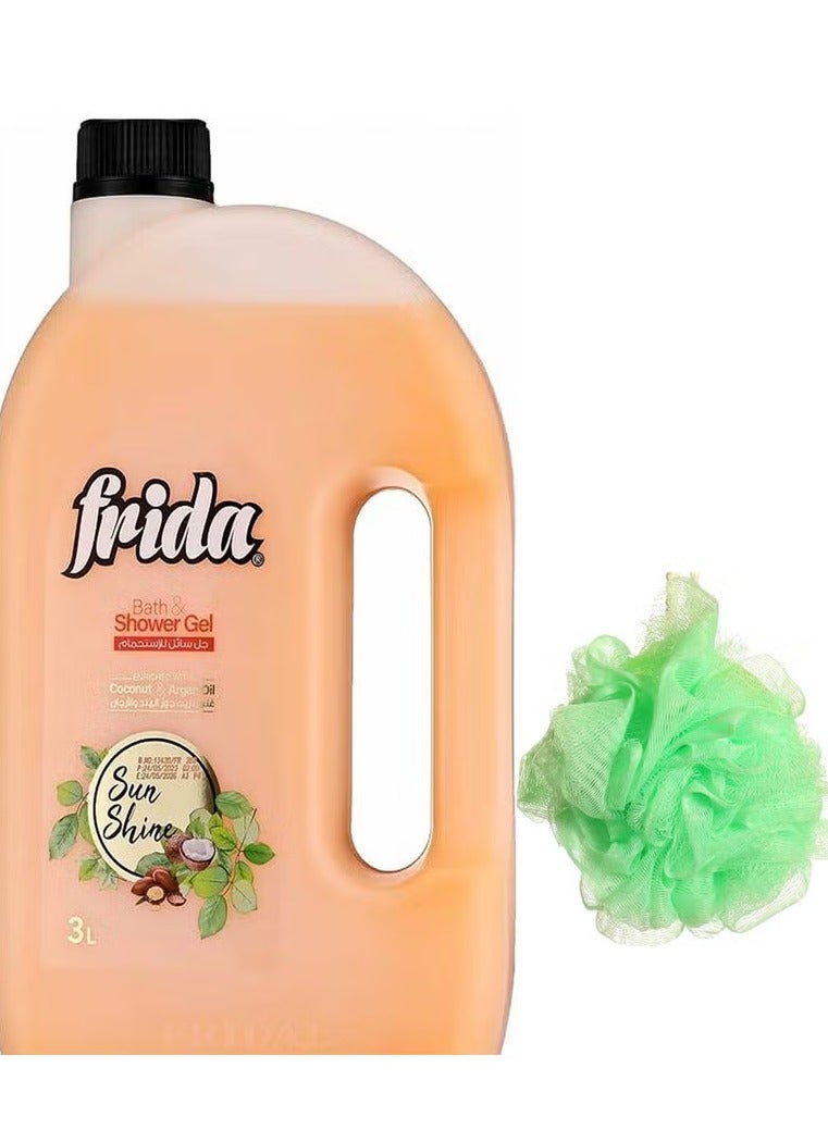 فريدا  جل الاستحمام صن شاين - 3 لتر + لوفه متعددة الالوان
