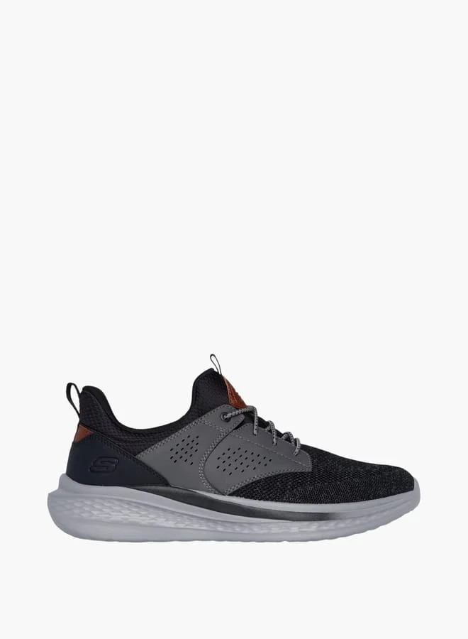 سكيتشرز Men's Textured Sports Shoes With No-Tie Lace Closure - Slade