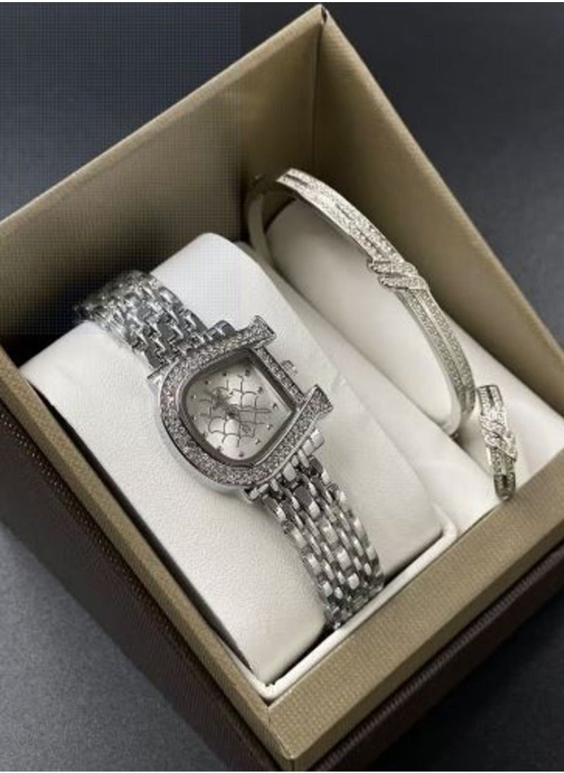 Women's silver set consisting of a watch, bracelet and stainless steel ring - pzsku/Z608B9222BEE8E5B8330EZ/45/_/1739510472/8169e908-4db4-4c6e-abd8-04ad4e45234a