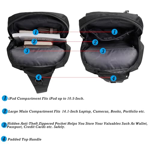NICGID Sling Bags Chest Shoulder Backpacks, 13.3'' Laptop Backpack Crossbody Messenger Bag Travel Outdoor Men Women - Image 5