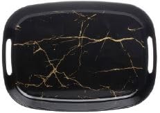 Dinewell Mapple Melamine Black Static Gold Elegent Design 100% Pure Melamine Tray Set of 3 - Image 2
