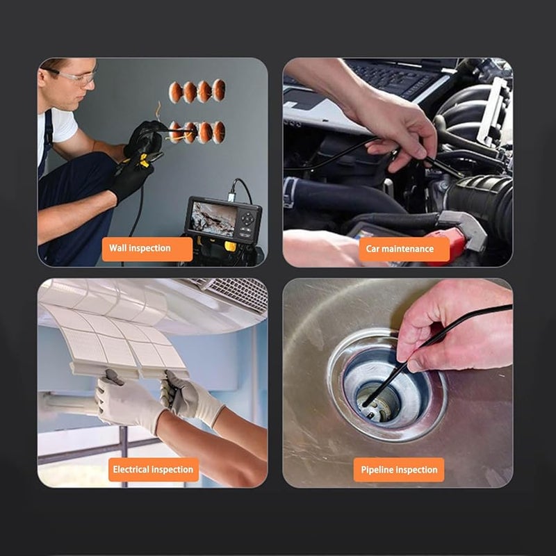 Flexible Rod Fiberscope With Five Double Screen 1080P 720P Lens And 3 Addons For Pipe Repair Double Camera Borescope Color F - Image 3