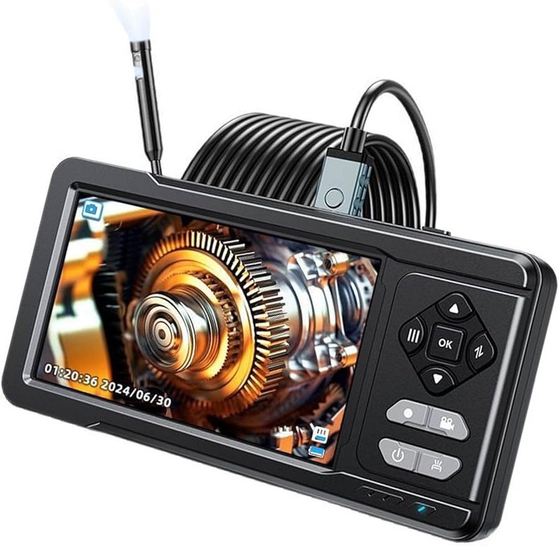 Flexible Rod Fiberscope With Five Double Screen 1080P 720P Lens And 3 Addons For Pipe Repair Double Camera Borescope Color F - Image 4