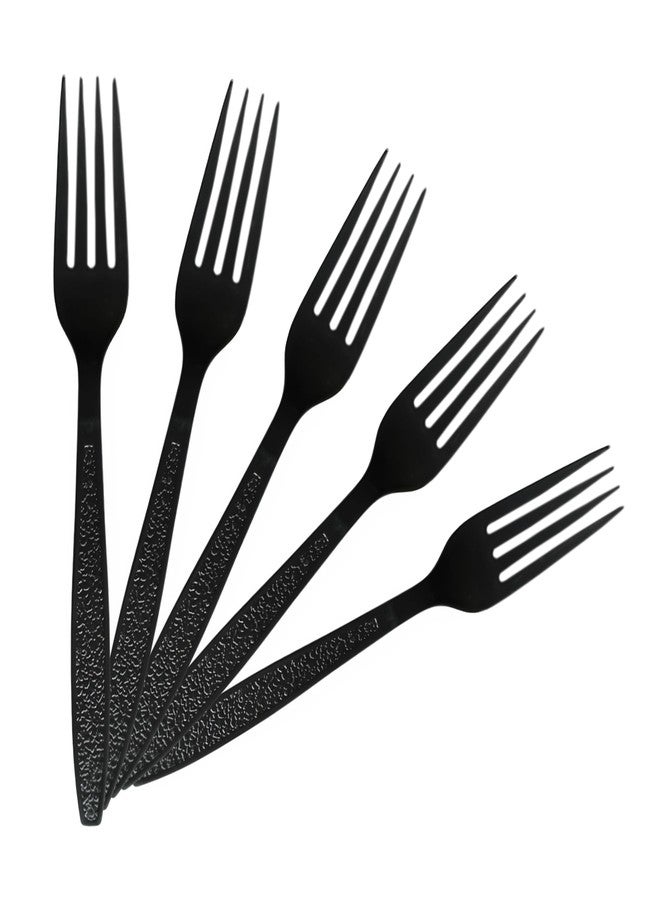 Concession Essentials 7.25" Heavy Weight Plastic Black unwrapped Forks- Pack of 100ct - Image 1