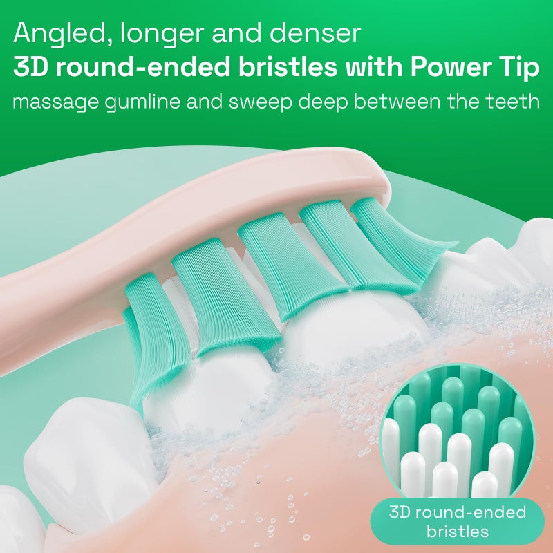 Brushmo Plaque Control Replacement Toothbrush Heads, Compatible with Philips Sonicare Click-on Electric Toothbrush Handles, 8 Standard Replacement Heads, Soft Dupont Bristles, BM928pk, Pink - Image 5
