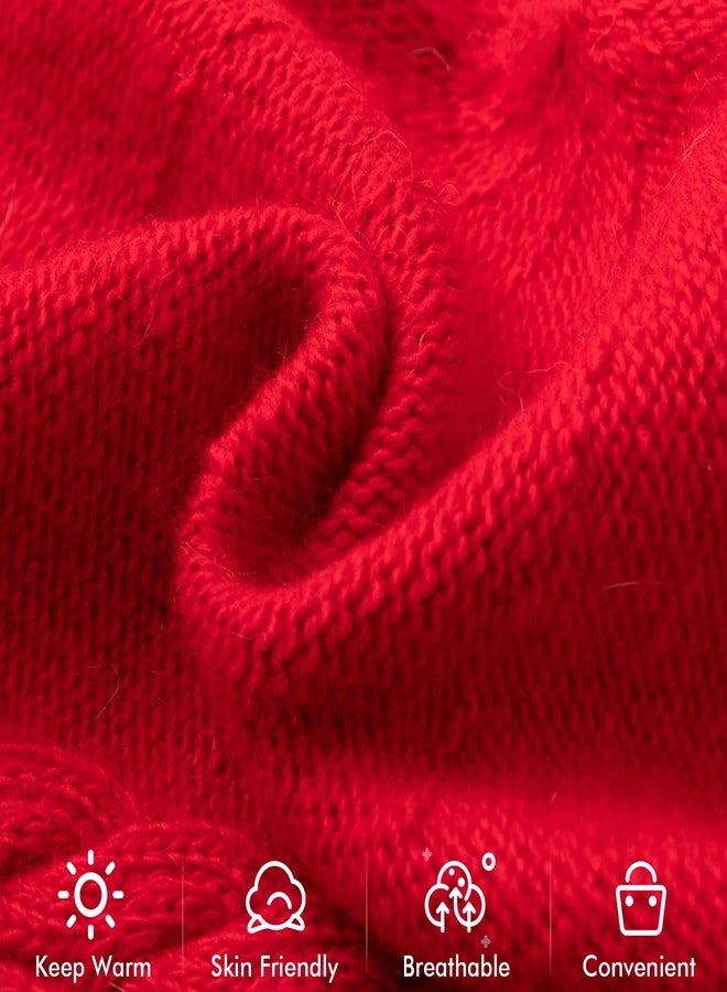 QUEENFUR Knit Slouchy Beanie Hats for Women Cashmere Ski Cap Knitted Wool Soft Warm Winter Hat, B10-red, One size - Image 5