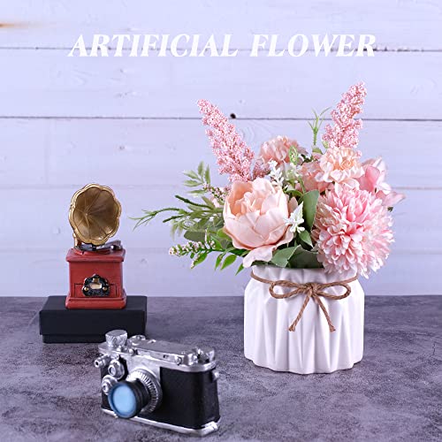 Meyerascal Artificial Potted Flowers Pink, Small Ceramic Vase Fake Flower Plants Desktop Decoration Indoor for Home and Office, Faux Flowers Hydrangea Decora for Table,Bookshelf,Bedroom,Living Room,Party.(Pink) - Image 4