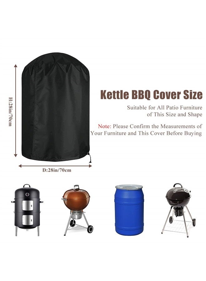 Heavy Duty Waterproof Charcoal Kettle Grill Cover 28" D Barrel Cover with Drawstring Oxford cloth barbecue cover - Image 2