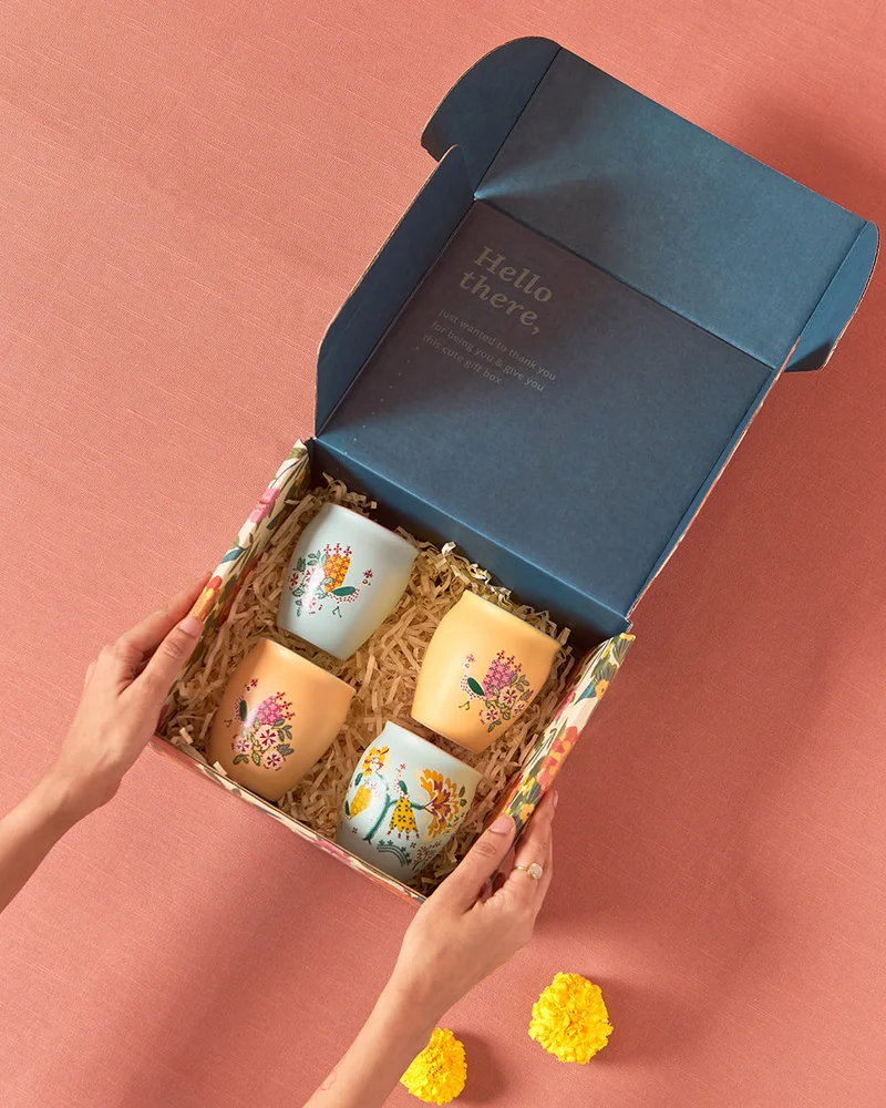 Chumbak Jaipur Gardens Ceramic Kulhad Gift Box - Set of 4