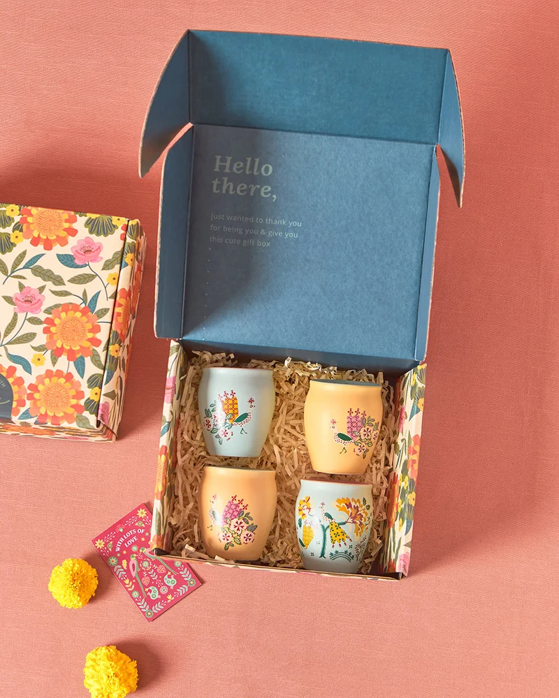 Chumbak Jaipur Gardens Ceramic Kulhad Gift Box - Set of 4
