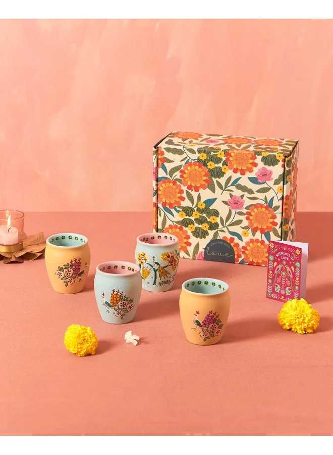 Chumbak Jaipur Gardens Ceramic Kulhad Gift Box - Set of 4