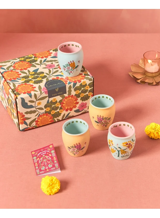 Chumbak Jaipur Gardens Ceramic Kulhad Gift Box - Set of 4