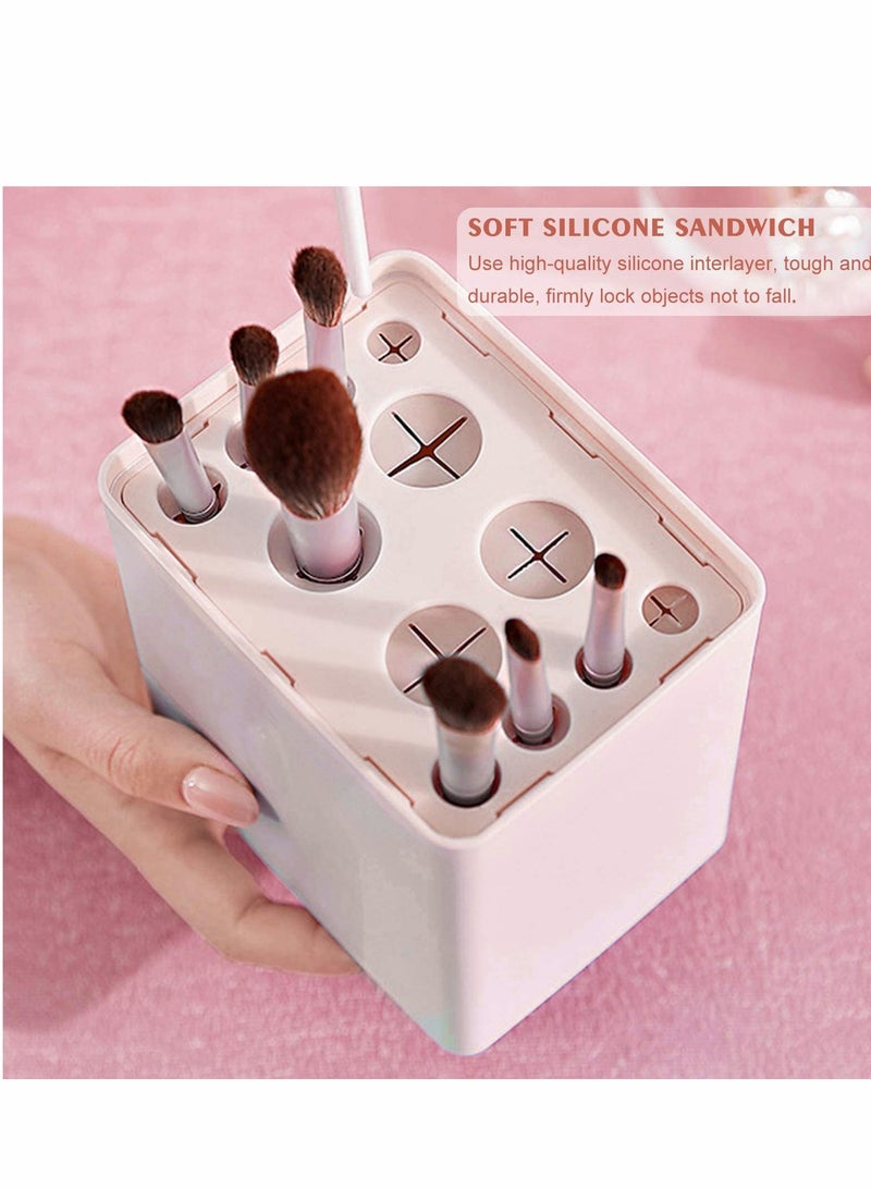 KASTWAVE Makeup Brush Holder 2 in 1 Multifunctional Makeup Brush Storage Organizer with Lid, Portable Waterproof Dustproof Air-Drying Makeup Brush for... - Image 5