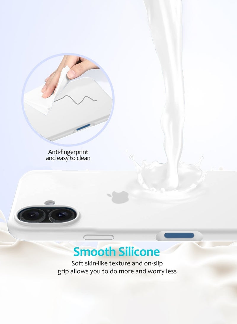 دبليو تيك غطاء حماية من السيليكون السائل الفاخر لجهاز آيفون 17 5G 2025 (MCRPSN) - أبيض - Image 3