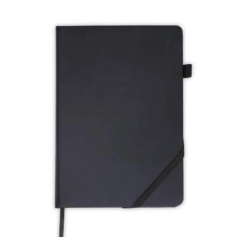 سانثوم Santhome FAROE A5 Premium PU Hard Cover Notebook with Pen Loop | 192 Ruled Pages Smooth 80gsm Cream Paper | Professional Business Journal, Diary & Office Writing Notepad – Black
