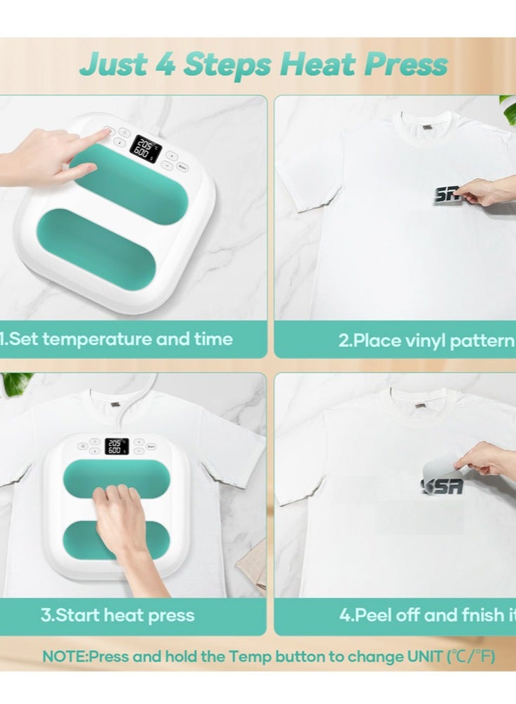 Joshberg Easy Heat Press Machine, Portable Heat Press 9"X9", Ideal for T-Shirts, Tote Bags, Pillows, Precise Temperature Control, Features Insulated Safety Base & Auto-Off, Heating Transfer Projects  - Image 4