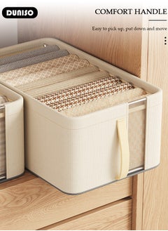 DUNISO 2 pcs Foldable Closet Storage Organizer,Wardrobe Clothes Organizer with Steel Ring Support, Washable Closet Storage Boxes with Carrying Handles,Home Bedroom Office Cupboard Storage Basket & Storage Bins for Clothes,Jeans,Pants,Sweaters,Dress,Toys  - Image 3