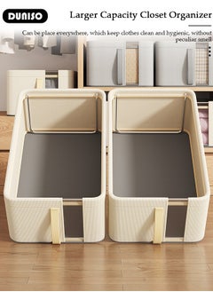 DUNISO 2 pcs Foldable Closet Storage Organizer,Wardrobe Clothes Organizer with Steel Ring Support, Washable Closet Storage Boxes with Carrying Handles,Home Bedroom Office Cupboard Storage Basket & Storage Bins for Clothes,Jeans,Pants,Sweaters,Dress,Toys  - Image 2