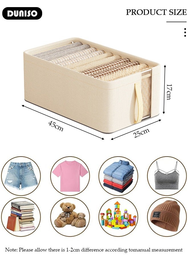 DUNISO 2 pcs Foldable Closet Storage Organizer,Wardrobe Clothes Organizer with Steel Ring Support, Washable Closet Storage Boxes with Carrying Handles,Home Bedroom Office Cupboard Storage Basket & Storage Bins for Clothes,Jeans,Pants,Sweaters,Dress,Toys  - Image 4