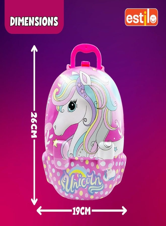 إستلو مجموعة ألعاب تزيين الأطفال المحمولة من إستيلو - لعبة صالون تجميل 2 في 1 مع أدوات مكياج | حقيبة حمل صغيرة للبنات والأولاد | مجموعة لعب أدوار تعليمية للأعمار من 3 سنوات فما فوق - Image 2