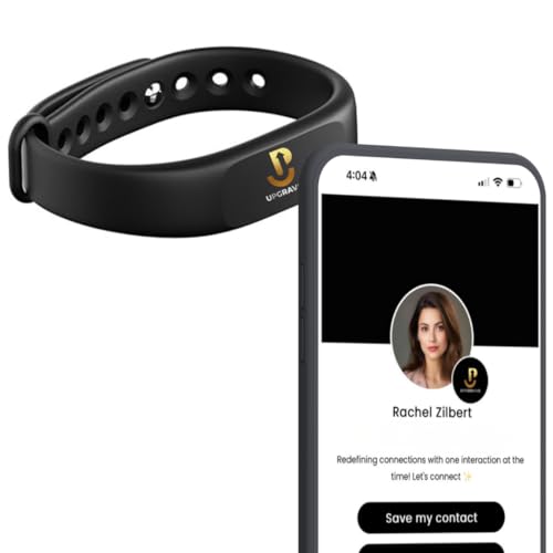 Upgraving Digital Business Card Wristband - Tap to Share NFC Tag & QR Code - Compatible with iPhone & Android- No App or Subscription Required (Black) - Image 1