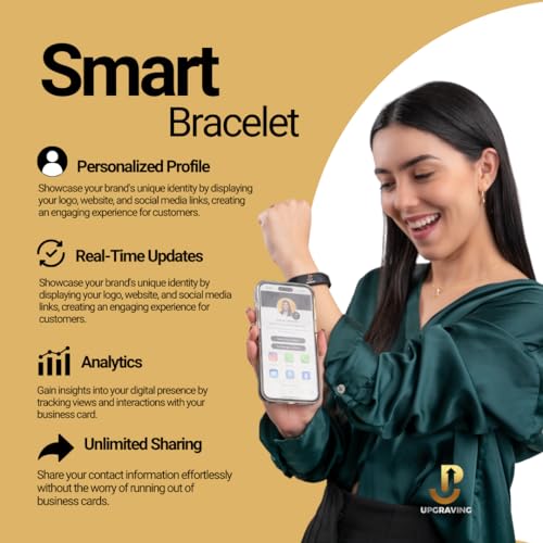 Upgraving Digital Business Card Wristband - Tap to Share NFC Tag & QR Code - Compatible with iPhone & Android- No App or Subscription Required (Black) - Image 2