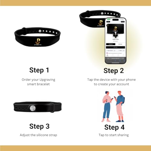 Upgraving Digital Business Card Wristband - Tap to Share NFC Tag & QR Code - Compatible with iPhone & Android- No App or Subscription Required (Black) - Image 3