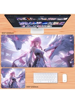 Generic No Overlock Honkai Impact 3 Mouse Pad Extra Large Animation Kiana Dem Lisa Alicia Two-Dimensional Notebook-Color:70x35cm Thickness 3mm-Pattern:Light Gray Eight Cherry 3  - Image 1