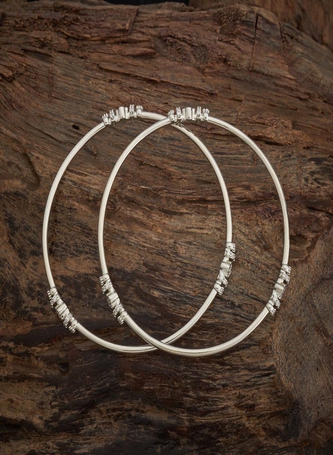 KUSHAL'S Fashion Jewellery White Rodium Polished Copper Zircon Bangles, Best for Casual Wear & Special Occasion - 436390 - Image 3