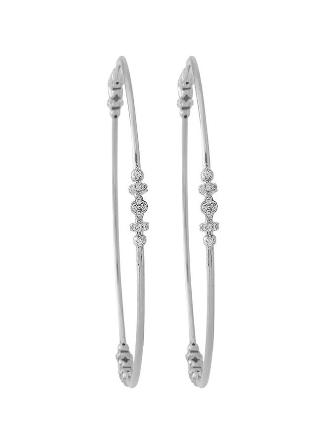 KUSHAL'S Fashion Jewellery White Rodium Polished Copper Zircon Bangles, Best for Casual Wear & Special Occasion - 436390 - Image 1
