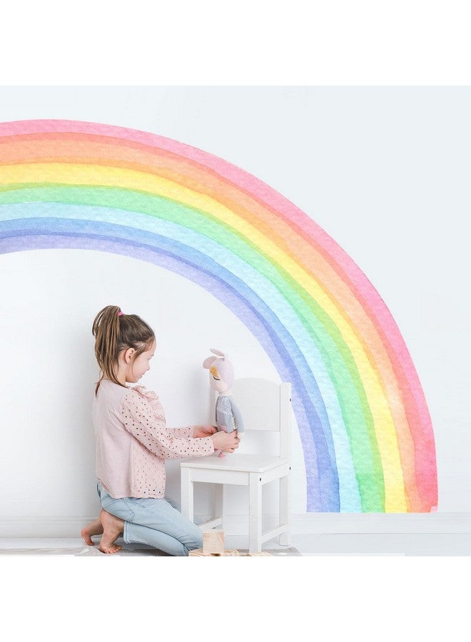 Supzone 55"x63" Large Rainbow Wall Stickers, Mural Watercolor Half Rainbow Wall Decals Peel and Stick Vinyl Wall Art Decor for Girls Bedroom Kids Nursery Living Room Playroom Toddler Visit The Supzone Store - Image 1