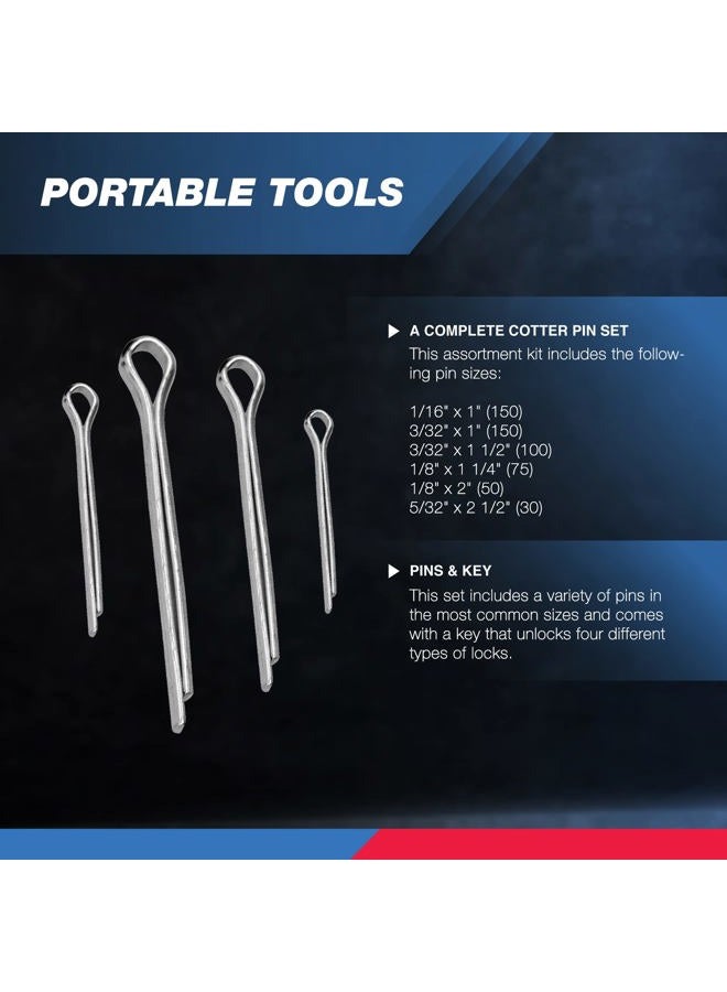 NEIKO 50454A Cotter Pin Assortment | 555 Piece Zinc Plated Premium Quality Steel Split Fastener Clips Straight Hairpins Holds Pins or Castle Nuts in Place - Image 3