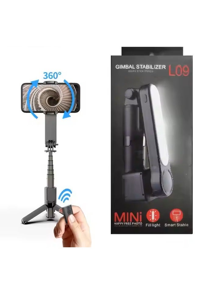 L09 Mini Gimbal Stabilizer with Fill Light – Smart Selfie Stick Tripod, Portable Handheld Stabilizer for Smooth Video and Vlogging  - Image 1