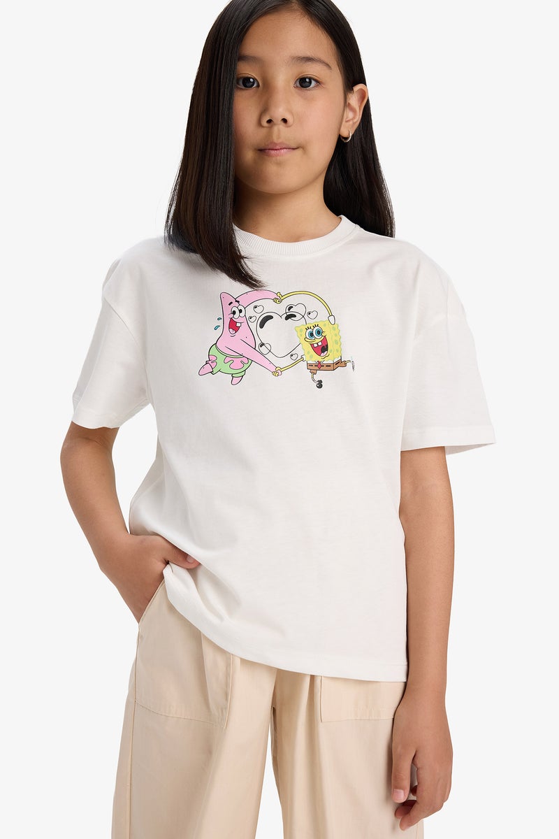 DeFacto Girl Relax Fit SpongeBob Licensed Short Sleeve T Shirt  - Image 5