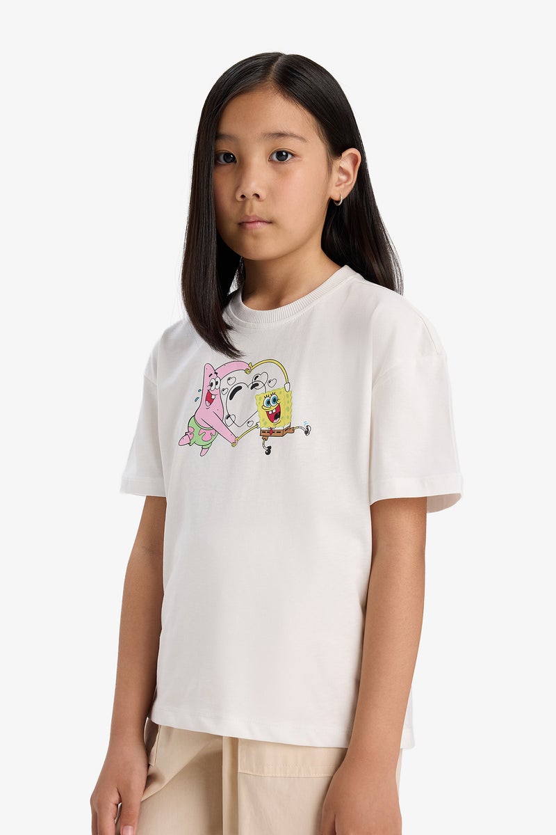 DeFacto Girl Relax Fit SpongeBob Licensed Short Sleeve T Shirt  - Image 4